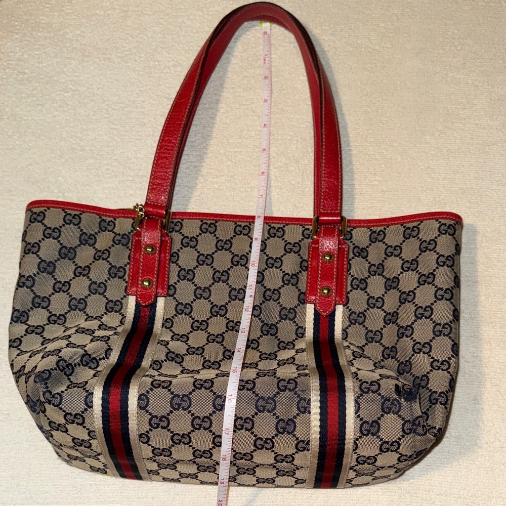 Gucci Beige and Red Signature Tote